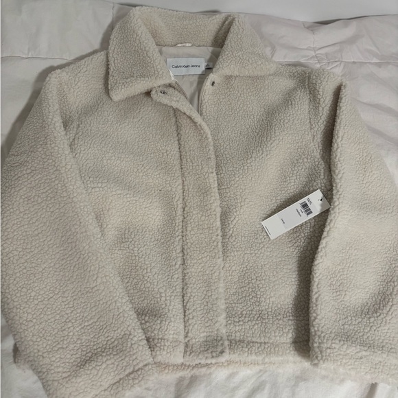 Calvin Klein Cream Fleece Jacket - Picture 2 of 6